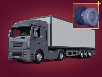 Generic Semi Trailer Container Truck With Modern Design  3D model