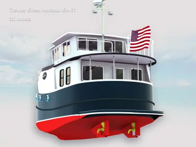Trawlers Great Harbour GH 37  Low-poly 3D model