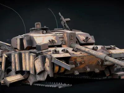 Challenger 2 Destroyed Tank 3D model