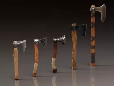 Viking Battle Axes with custom prints 3D Model Pack