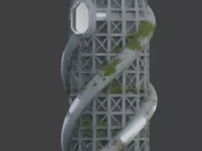 Realistic Solarpunk Sci-Fi Rocket 3D Model Low-poly 3D model