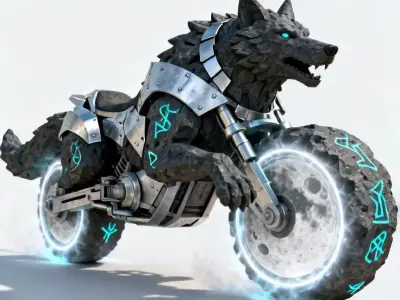 Obsidian Wolf-Golem Motorcycle 3D Model Low-poly 3D model