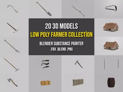 Low Poly Farming Equipment Collection model Low-poly 3D model