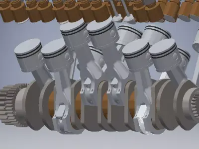V12 Camshafts And Crankshafts Engine 3D model
