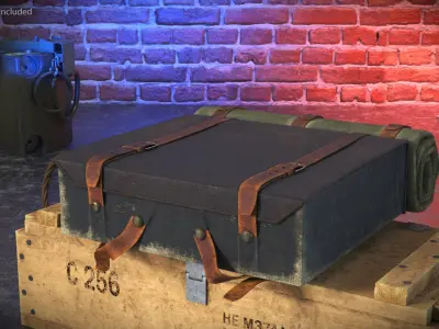 Vintage Military Pack with Wear Marks 3D model