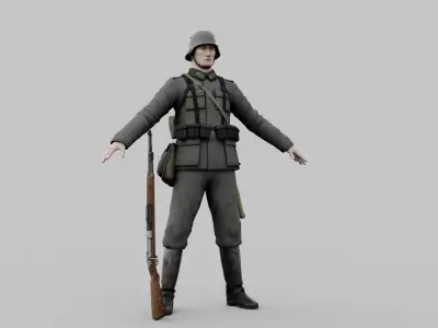 German soldiers Low-poly 3D model