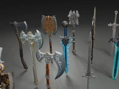 Stylized Fantasy Weapons Set 1 3D model