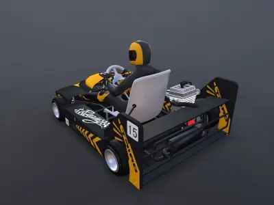 4LowPolyKartsWithPlayerPack 3 go kart Low-poly 3D model