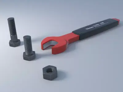 Wrench nut and bolts 3D model
