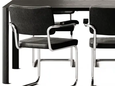 Thonet Dinig Table 1140 and Cantilever Chair 3D model