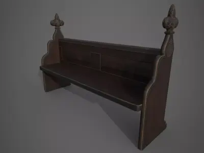 Gothic Bench Low-poly 3D model