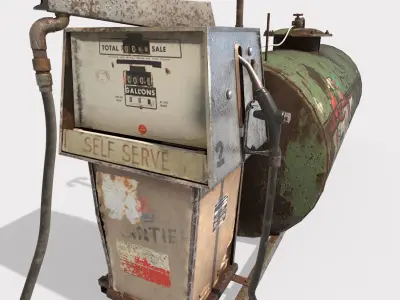 Old Gas Pump and Gas Tank 3D model