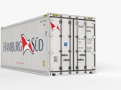 20ft Hamburg Sud shipping Container Reefer CARRIER 3D model