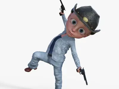Cartoon Cowboy Rigged 3D model