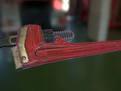 Pipe wrench Low-poly 3D model 2