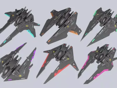 Low poly spacecraft collection 3D Model Pack