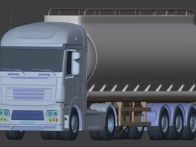 Generic Fuel Tanker Truck -- Semi Trailer -- Tank 3D model