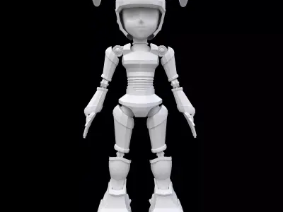 Robo Girl  Low poly 3Dmodel Low-poly 3D model