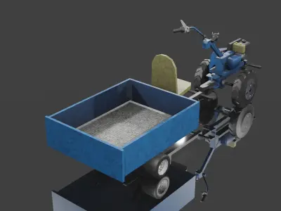 Cultivator  VARI system  small tractor Low-poly 3D model