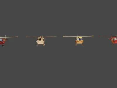 low poly passenger  helicopter door can open  Free low-poly 3D model