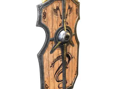 War shield Low-poly 3D model purchase