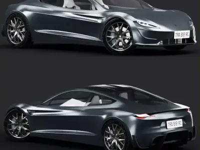 Tesla Roadster Grey Free 3D model