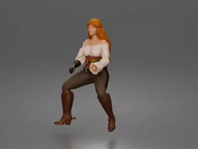 Cowgirl riding calmly on horse enjoying a peaceful countryside 3D print model