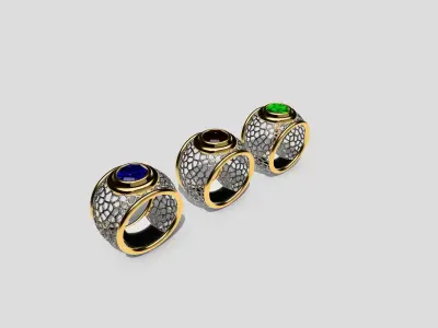 3D Printible ring whit stone 3D model