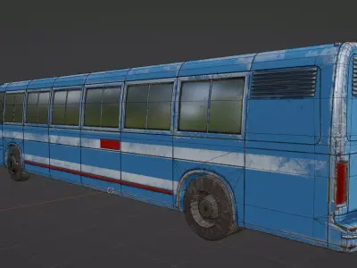 Low Poly Abandoned City Bus - Textured Low-poly 3D model