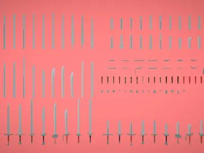 Vibe Poly - Modular Swords and Daggers Low-poly 3D model