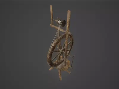 Historical Spinning Wheel Low-poly 3D model
