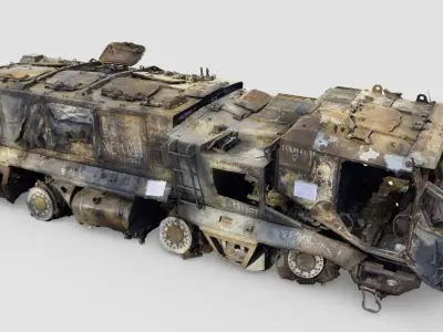 destroyed russian KAMAZ-63968 Typhoon-K MRAP 3D model