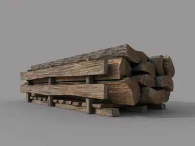 Wood logs B Low-poly 3D model