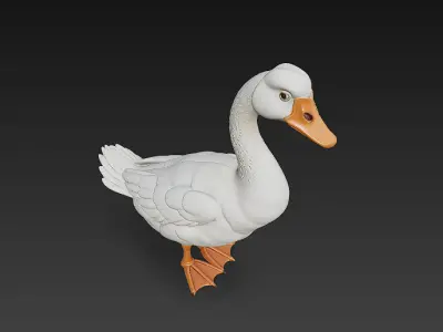 Duck White 3D Model Basic - Low Poly Simple Low-poly 3D model