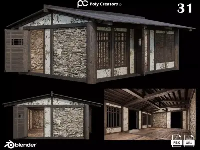 Medieval Houses 31- 4K Textures Game Ready Low-poly 3D model