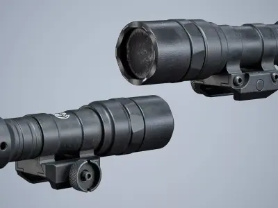 Tactical Flash Light SureFire M300C Compact Led Mounted Low-poly 3D model