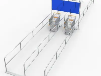 Shopping Trolley - Shopping Cart Rack Low-poly 3D model