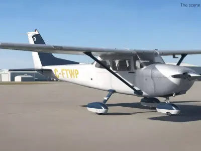 Cessna 172 Aircraft with Internal Frame and Engine 3D model