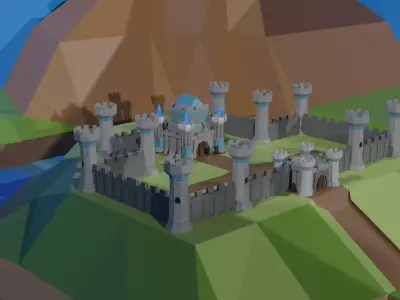 Low Poly 3D Medieval Castle  Low-poly 3D model