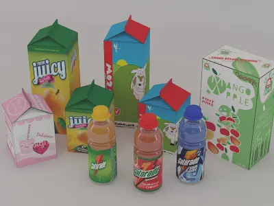 Drinks and boxes 3D model
