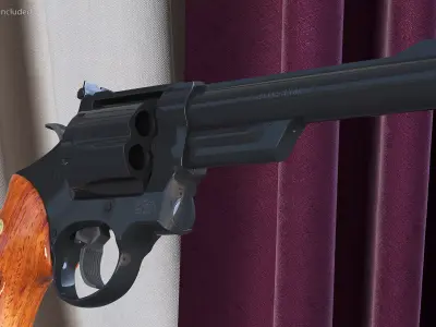 Black Revolver Pistol 3D model