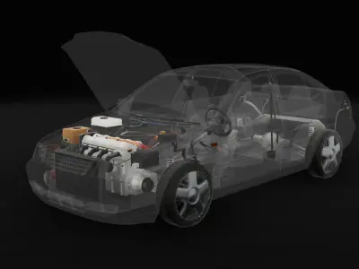 Car Chassis Engine Low Poly 3D Model  Game Ready Unity 6 Low-poly 3D model