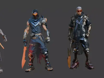 Cyberpunk Blade Enforcers LowPoly Low-poly 3D model