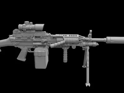 Mk 48 Light Weight Machine Gun 3D model