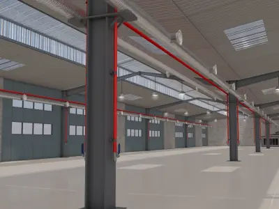 Warehouse with Office and Rack 3D model