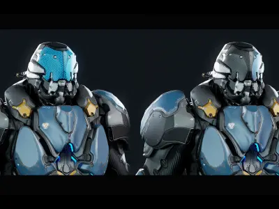 Sci-Fi Heavy Armored Soldier Character with PBR materials Low-poly 3D model