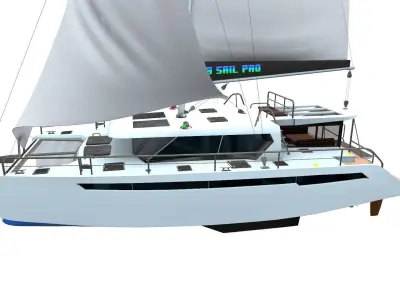 Catamaran Low-Poly PBR Low-poly 3D model