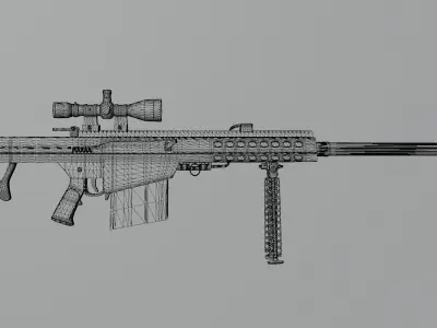 Barrett rifle M82 Low-poly 3D model