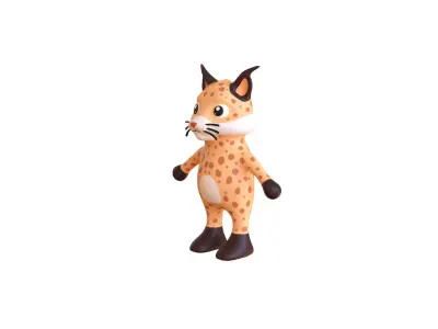 High-Quality 3D Cute Lynx for Games Low-poly 3D model