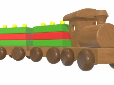 Train wooden 3D model purchase